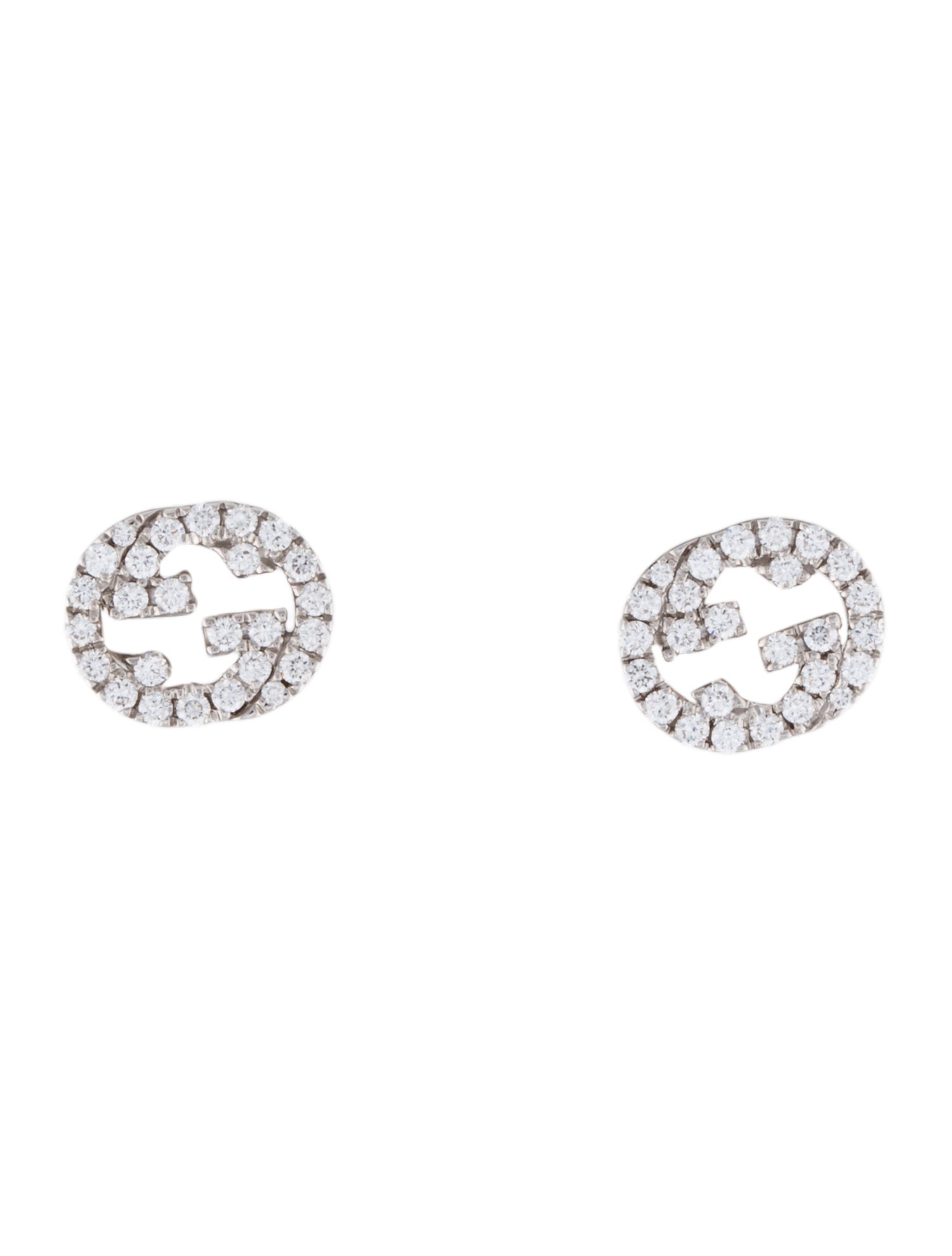 Gucci 18K Diamond Interlocking G Studs Earrings